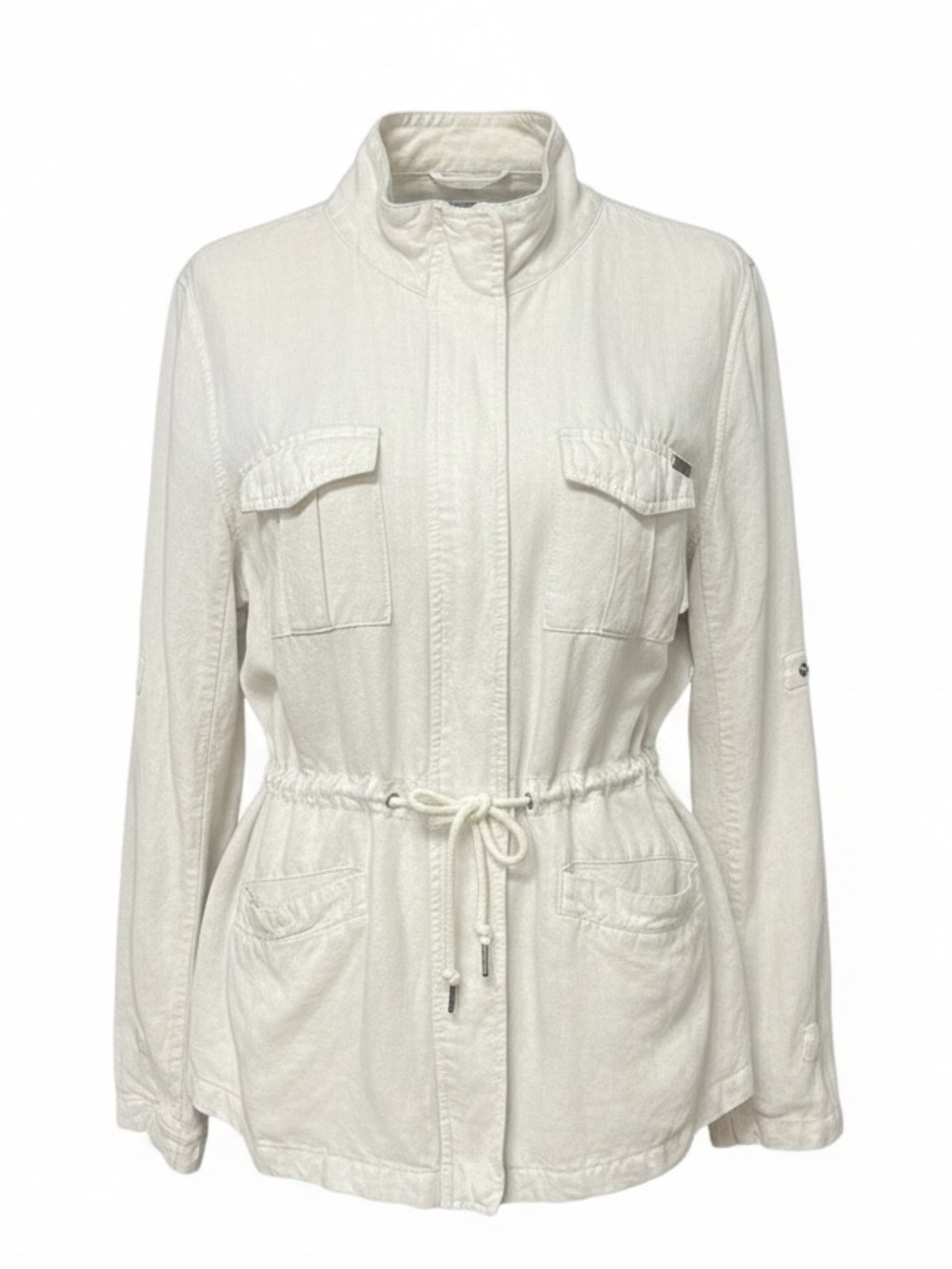 Max Jeans Cream Linen Blend Utility Jacket Size XL